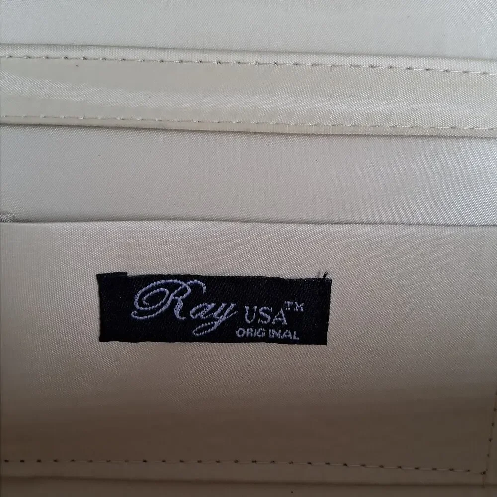 Ray USA Formal Bag Purse Gold Colored w/ Rhinestones Clutch Shoulder Crossbody
